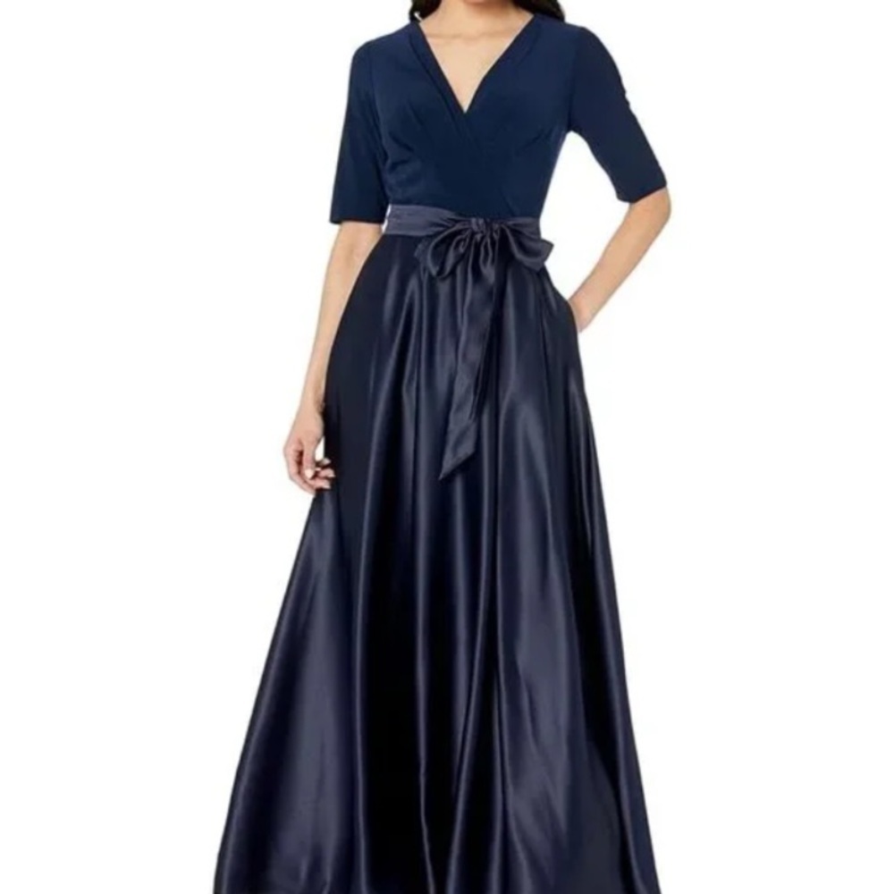 🦋 🆕 ALEX EVENINGS gown Dress with Jersey Bodice with Satin Skirt size 12